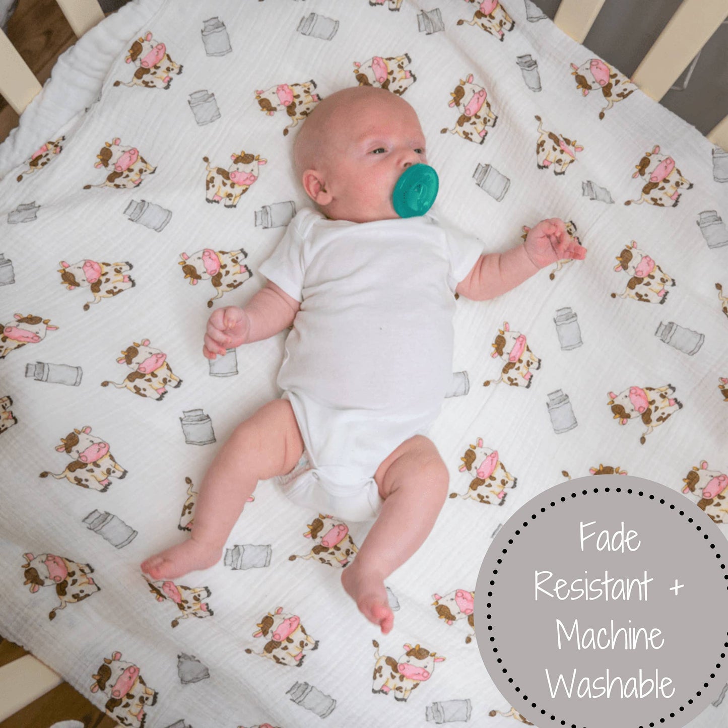 The Cow Goes MOO Baby Swaddle Blanket