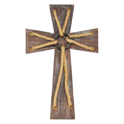 Wall Cross Wood With Rope