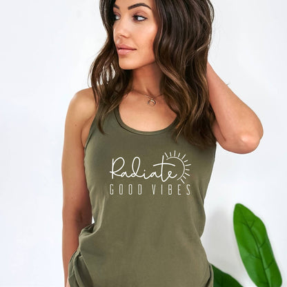 Good Vibes Boho Karma Yoga Studio Work Out Gym Graphic Tanks
