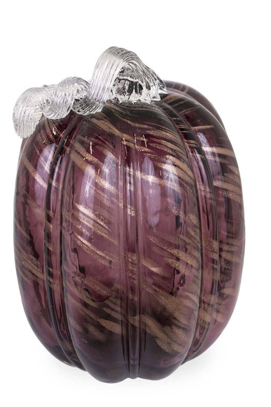 7" Dia Mellow Mauve Glass Pumpkin Fall