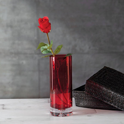 Round Glass Vase - Red