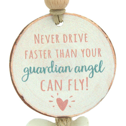 Never Drive Faster Guardian Angel Boho Car Charm