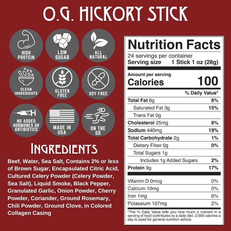 NEW O.G. Hickory Beef Stick - 24 Pack