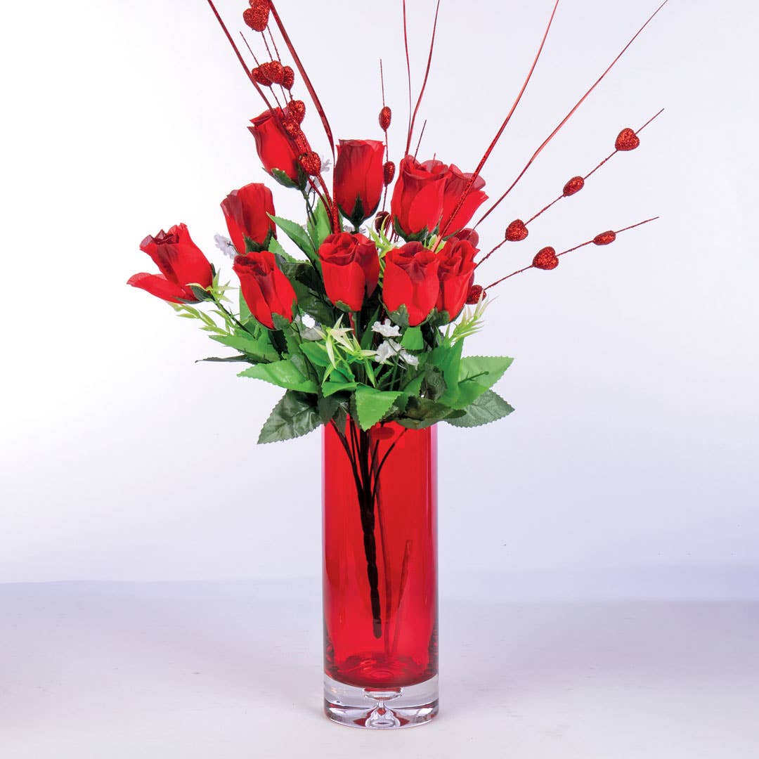 Round Glass Vase - Red