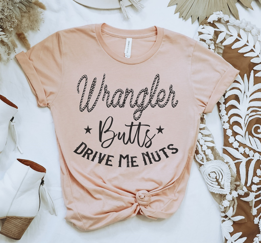 Wrangler butts Country Western denim Jeans Shirt Graphic Tee