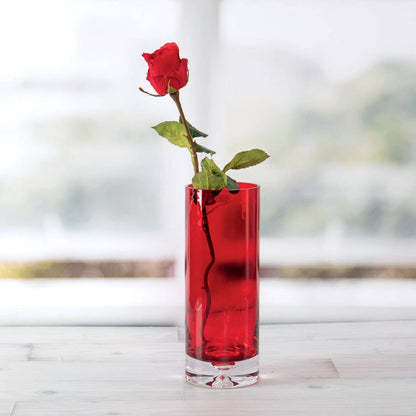 Round Glass Vase - Red