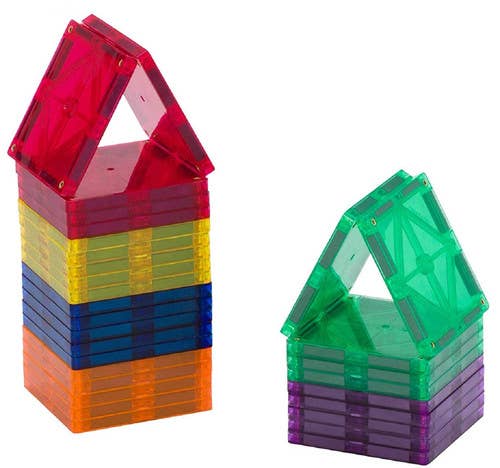 Playmags 30-Piece Squares Set with Vivid Clear Color Tiles