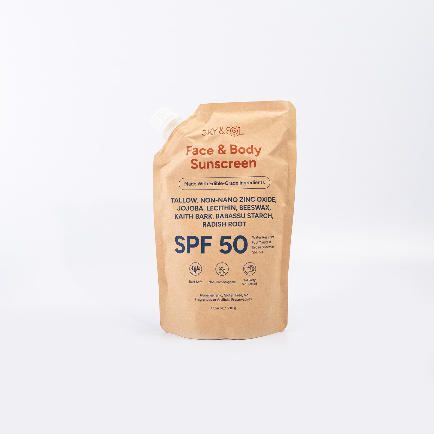 Face and Body Sunscreen Kraft Bag SPF 50 - 500g