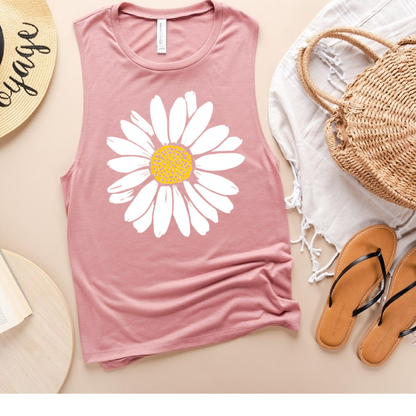 Summer Sunshine Flower Daisy Floral Market Graphic Tanks