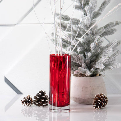 Round Glass Vase - Red