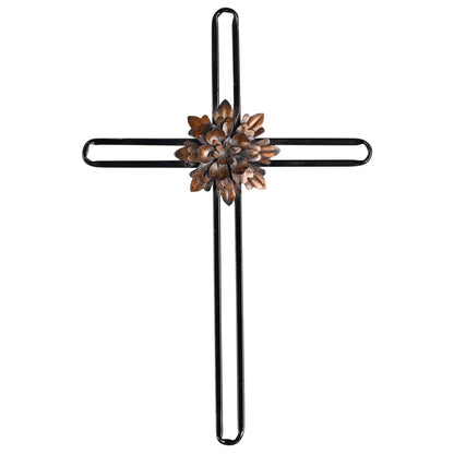 Wall Cross With Flower Metal