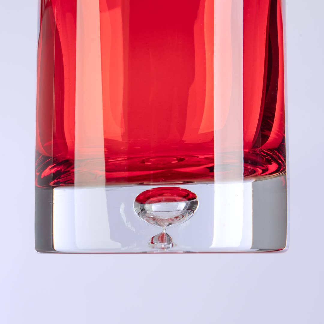 Round Glass Vase - Red