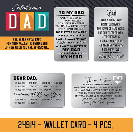 Metal Wallet Keepsake Card Father's Day Assortment- 4/Pack
