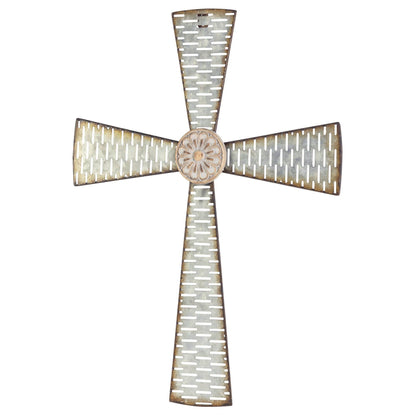 METAL WALL CROSS SILVER 22"