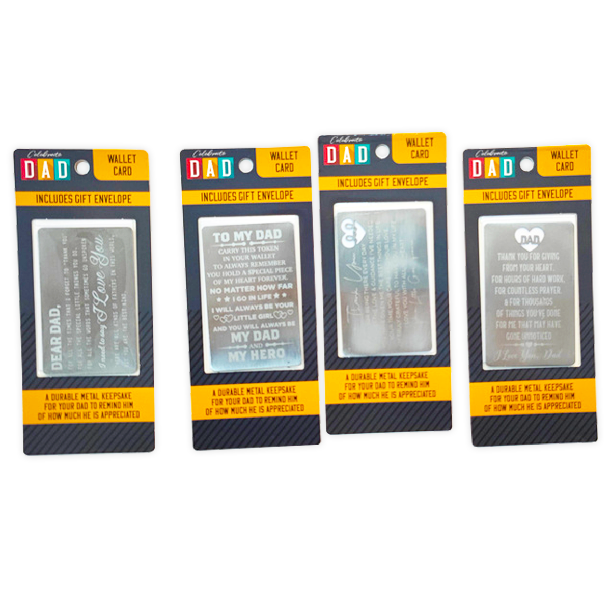 Metal Wallet Keepsake Card Father's Day Assortment- 4/Pack