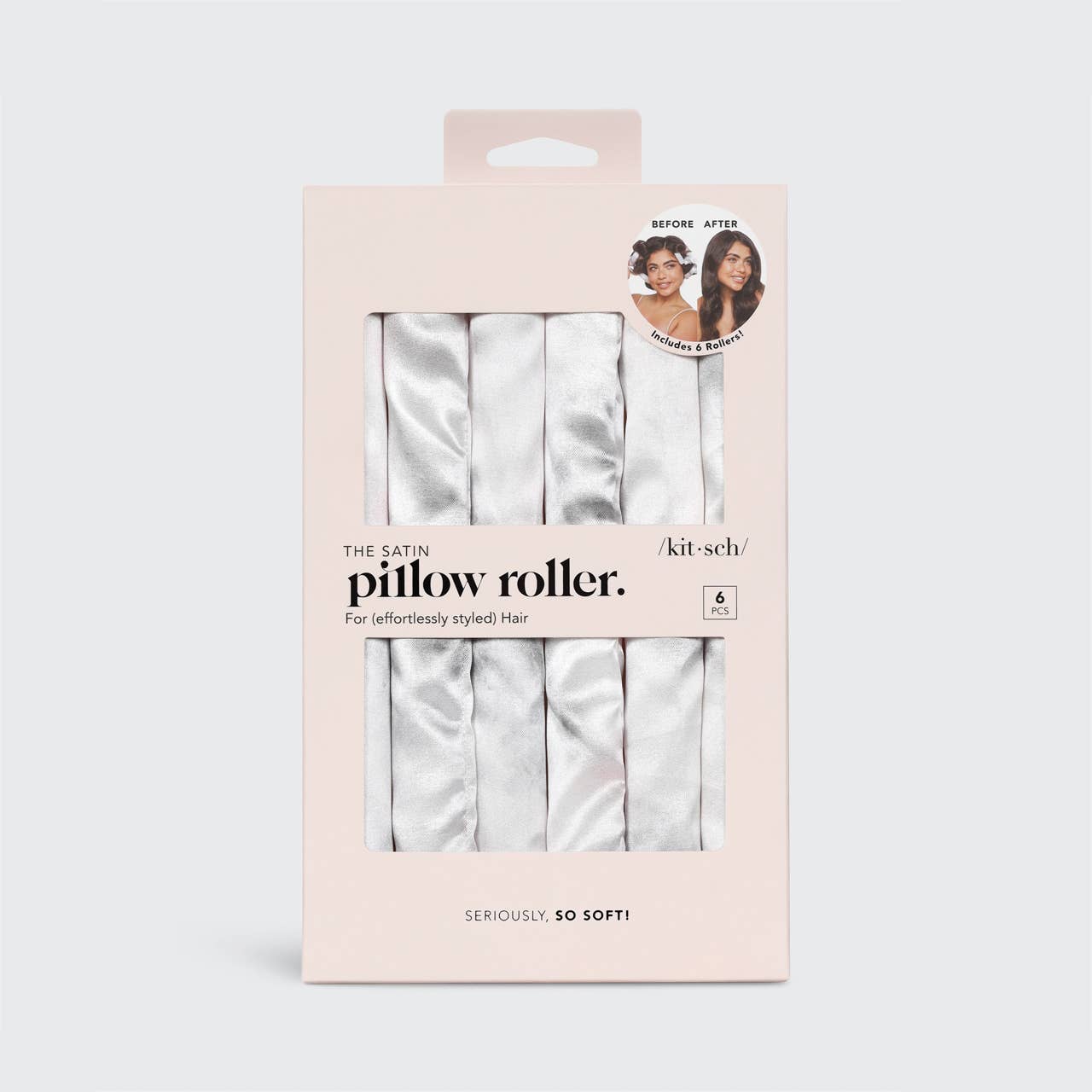 Satin Heatless Pillow Rollers 6pc- Soft Marble