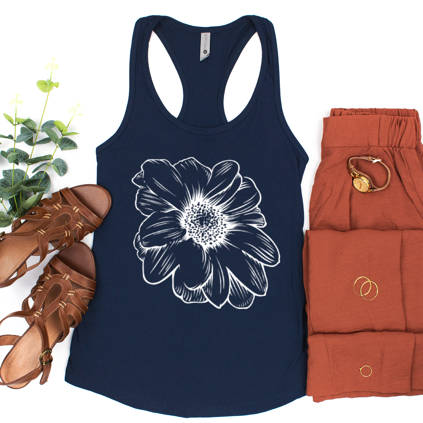 Summer Sunshine Flower Daisy Floral Market Graphic Tanks