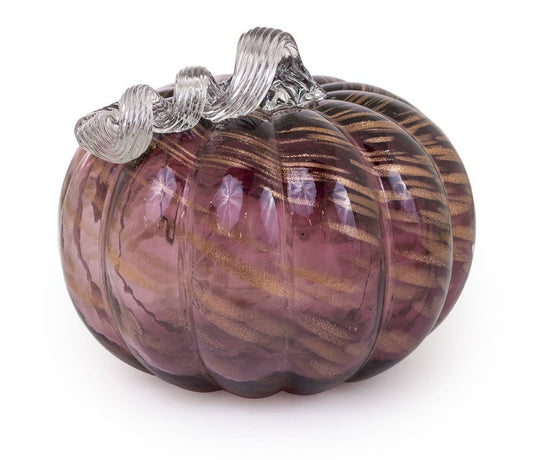 8.5" Dia Mellow Mauve Glass Pumpkin Fall