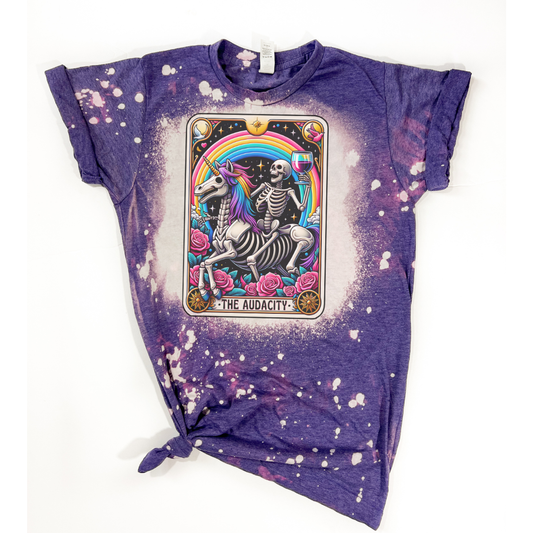 The Audacity Skeleton Tarot Card Bleached Shirt