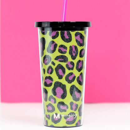 Yellow and Pink Leopard Tumbler