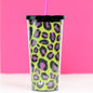 Yellow and Pink Leopard Tumbler