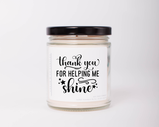 Thank You Gift, Soy Candle, Teacher Appreciation, 9 oz.