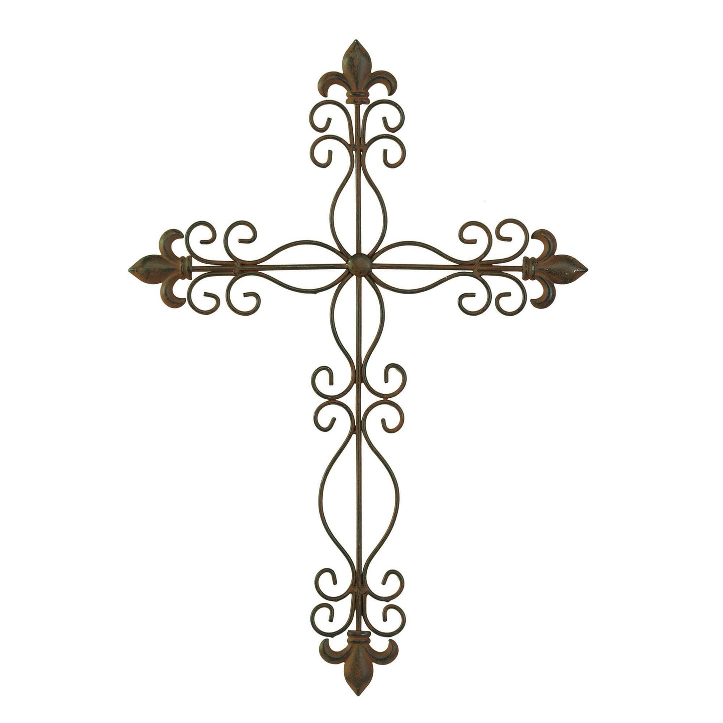 Wall Cross Fleur De Lis Metal