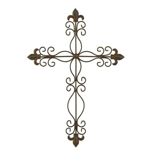 Wall Cross Fleur De Lis Metal