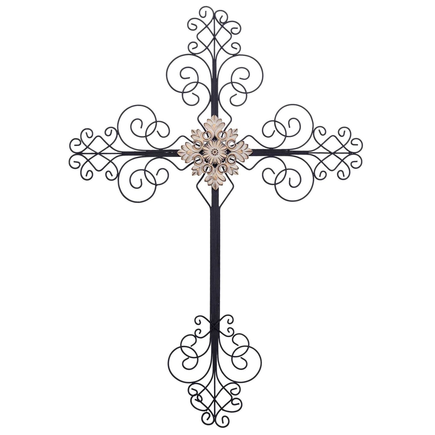 BLACK METAL WALL CROSS 25"H