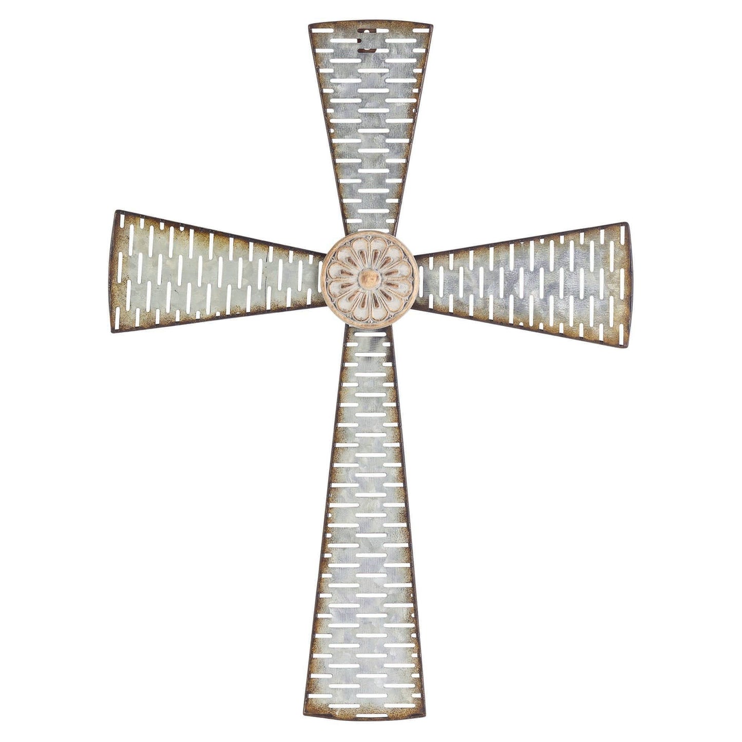 METAL WALL CROSS SILVER 22"