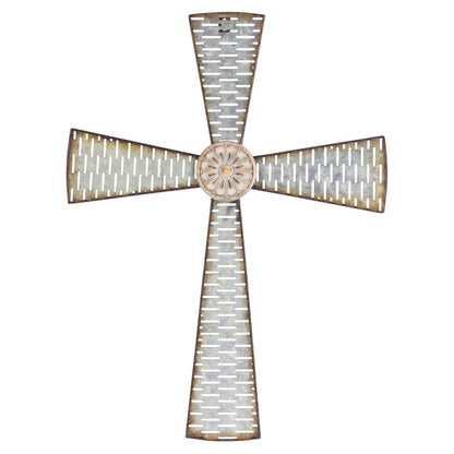 METAL WALL CROSS SILVER 22"